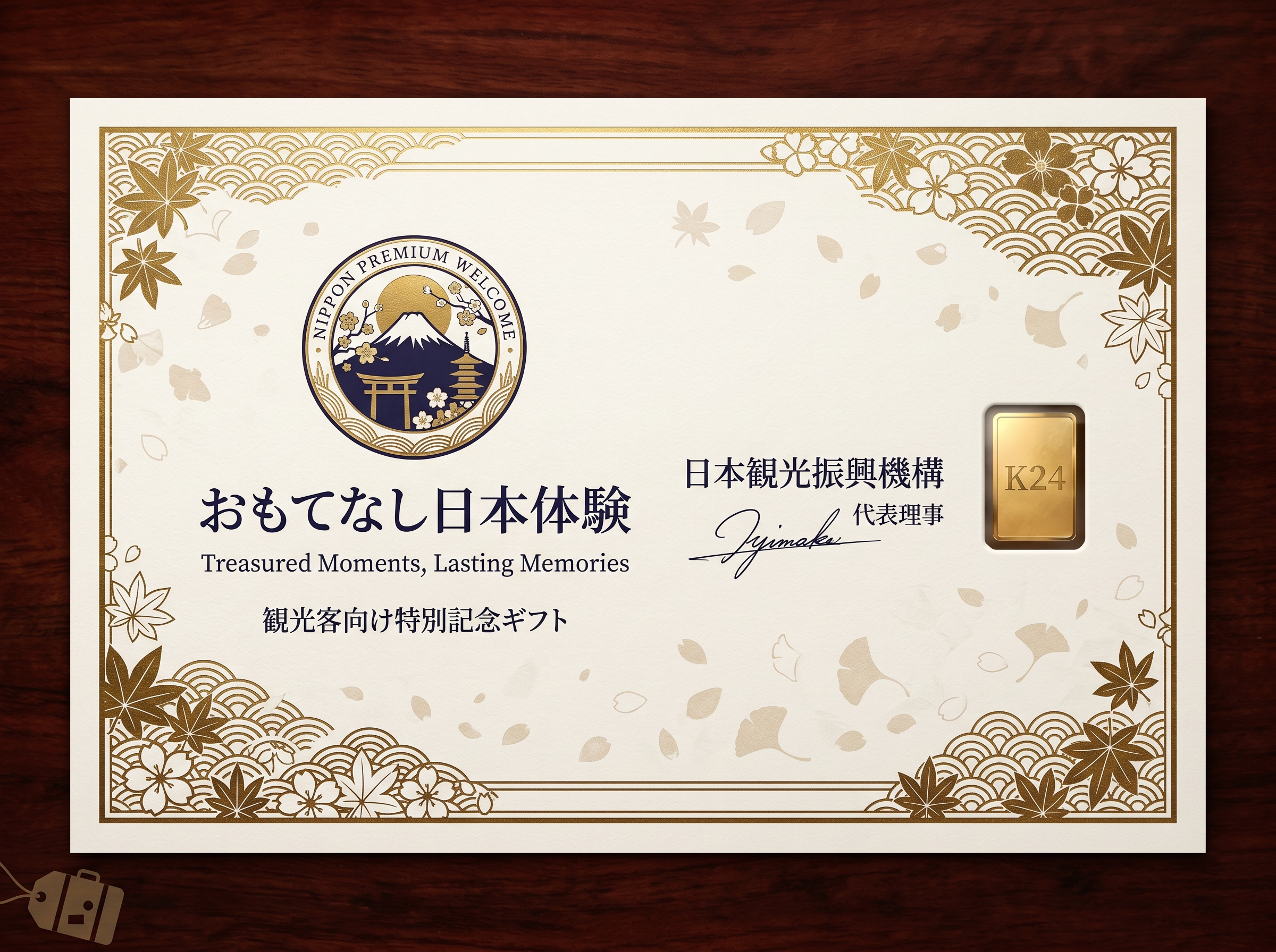 おもてなし日本体験 純金カード